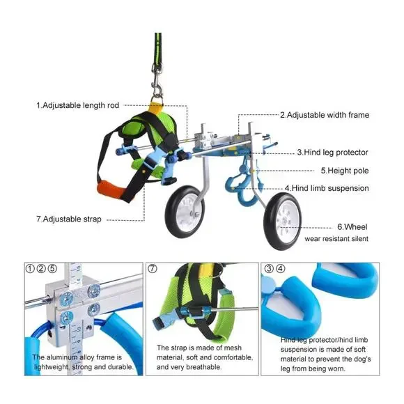 HiHydro Cart Small Pet Wheelchair Handicapped Hind Legs Dog Cat Walk XXS-XS